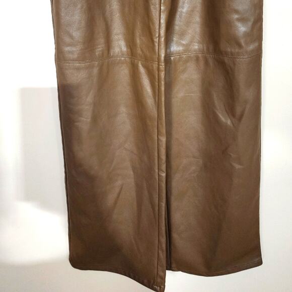 Vintage 90s Brown Nuggat Faux Leather Wide Leg Pants Size 27 - Picture 6 of 7